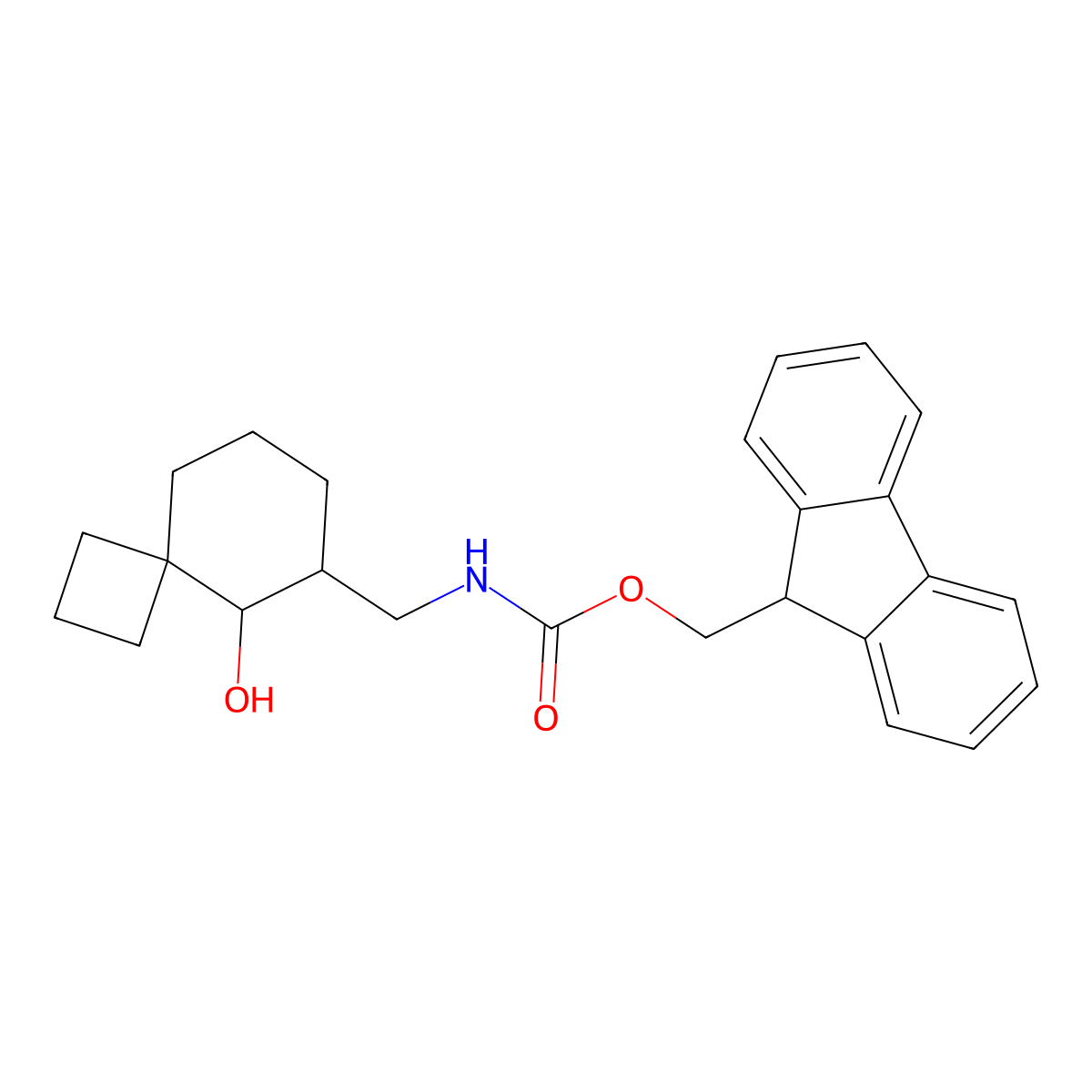 (9H-fluoren-9-yl)methyl N-({5-hydroxyspiro[3.5]nonan-6-yl}methyl)carbamate molecular structure, CAS 2764003-39-4