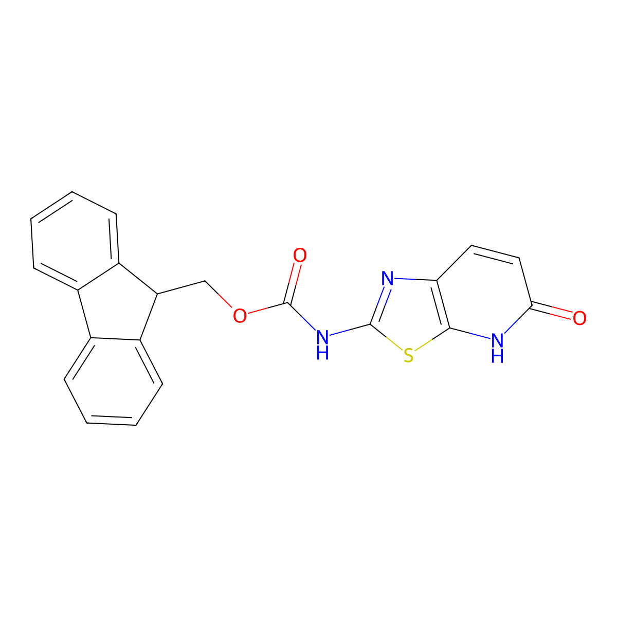 (9H-fluoren-9-yl)methyl N-{5-hydroxy-[1,3]thiazolo[5,4-b]pyridin-2-yl}carbamate molecular structure, CAS 2764003-43-0