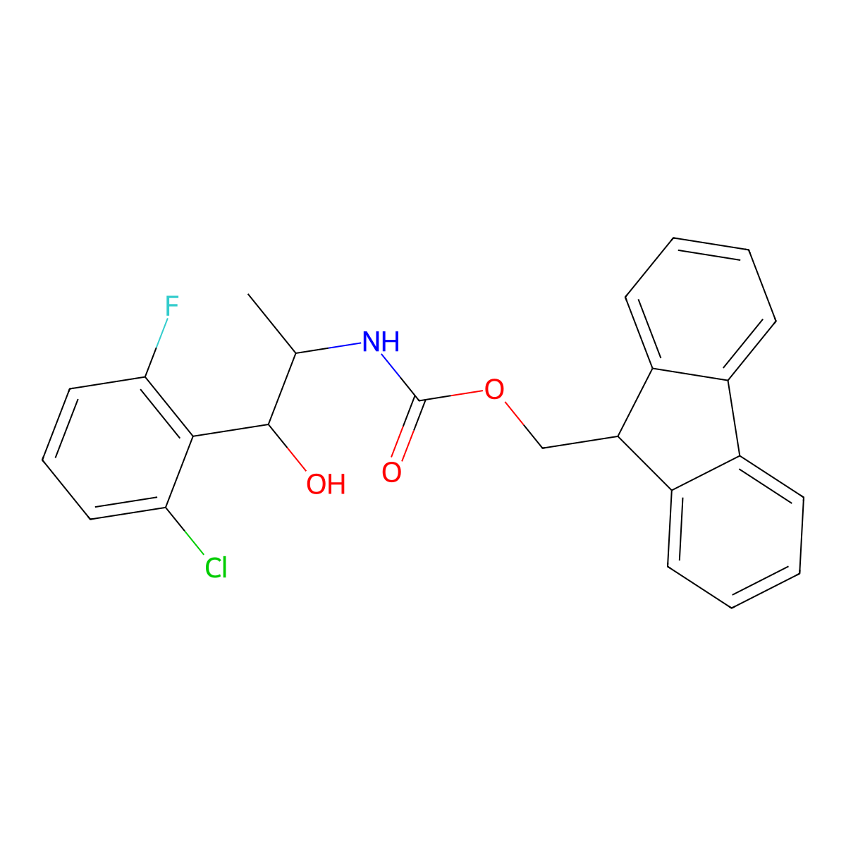 (9H-fluoren-9-yl)methyl N-[1-(2-chloro-6-fluorophenyl)-1-hydroxypropan-2-yl]carbamate molecular structure, CAS 2764003-48-5