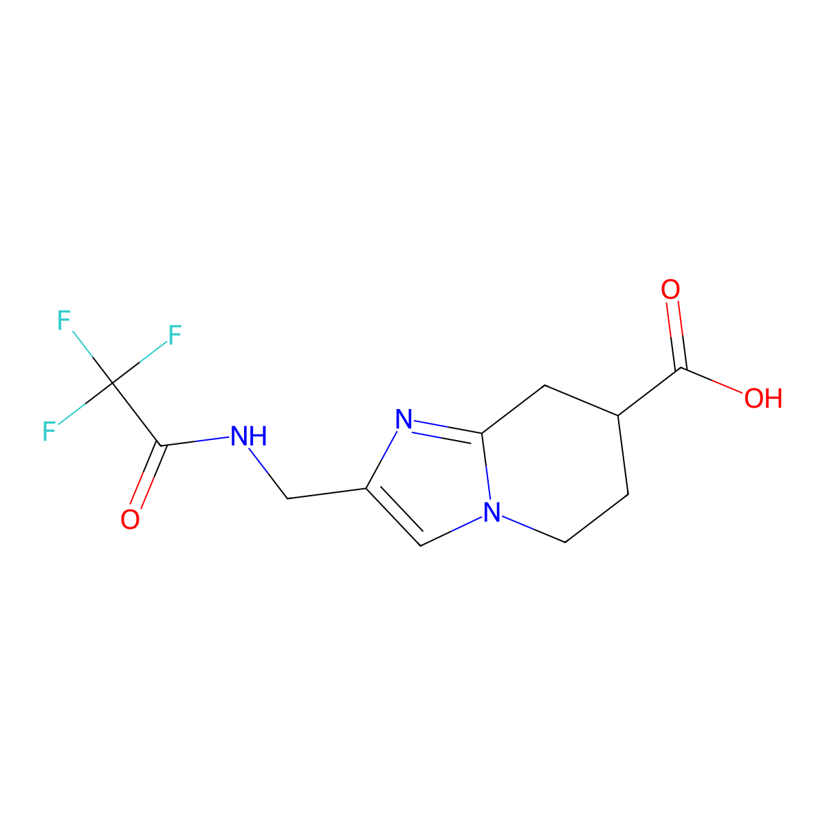 2-[(2,2,2-trifluoroacetamido)methyl]-5H,6H,7H,8H-imidazo[1,2-a]pyridine-7-carboxylic acid molecular structure, CAS 2764003-50-9