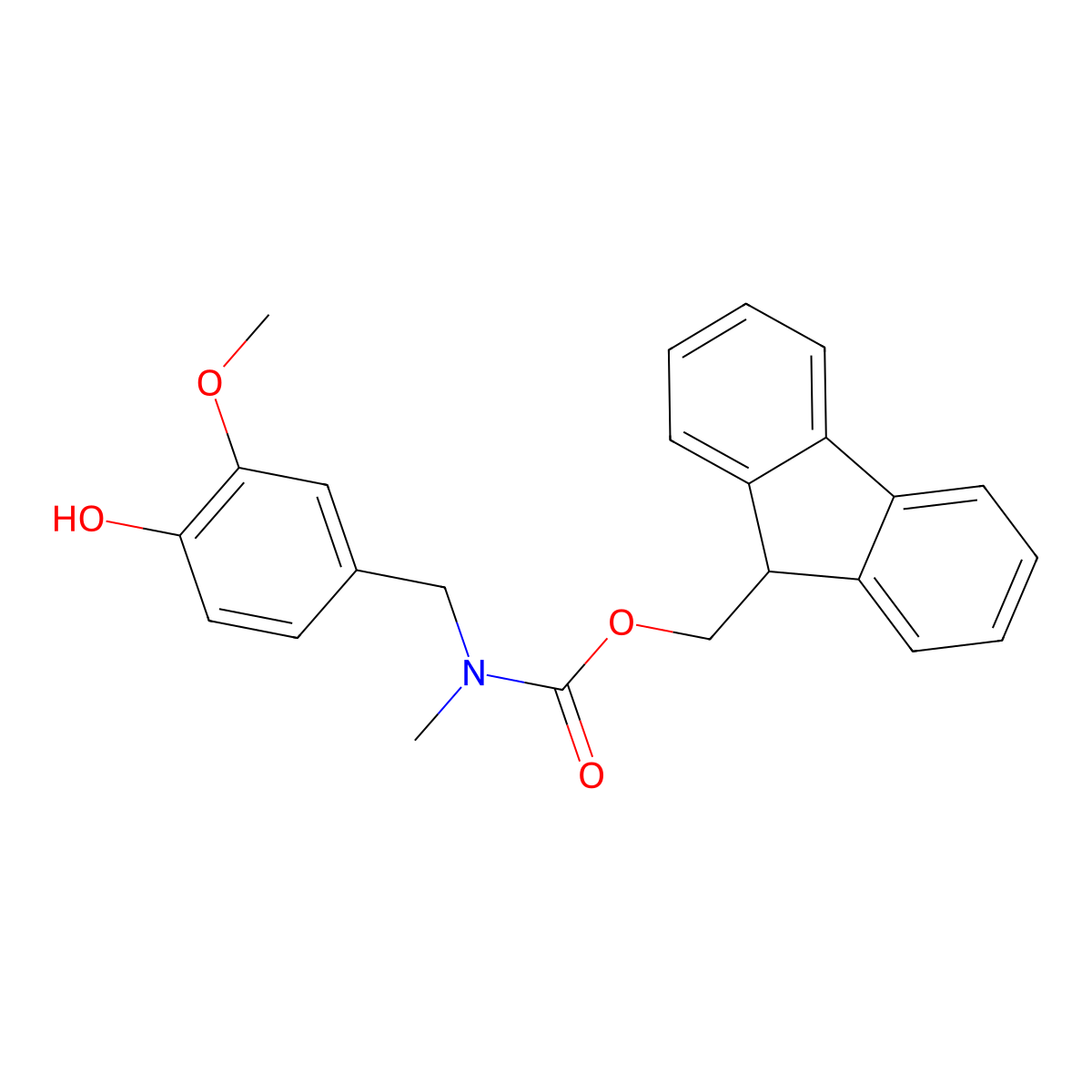 (9H-fluoren-9-yl)methyl N-[(4-hydroxy-3-methoxyphenyl)methyl]-N-methylcarbamate molecular structure, CAS 2764003-57-6