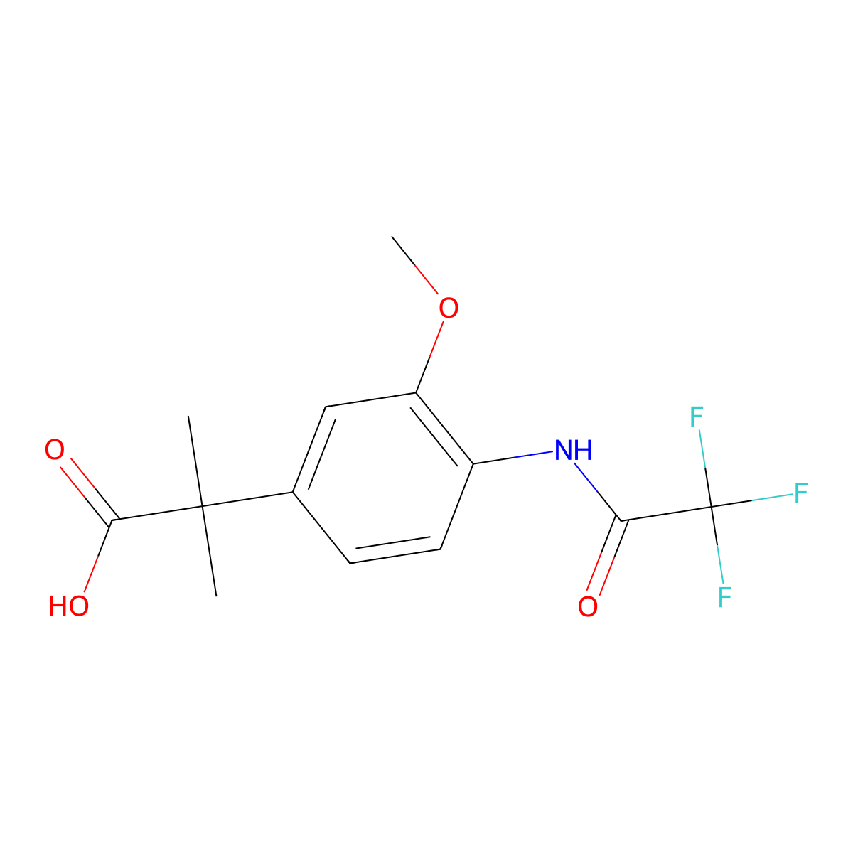 2-[3-Methoxy-4-(2,2,2-trifluoroacetamido)phenyl]-2-methylpropanoic acid molecular structure, CAS 2764003-59-8