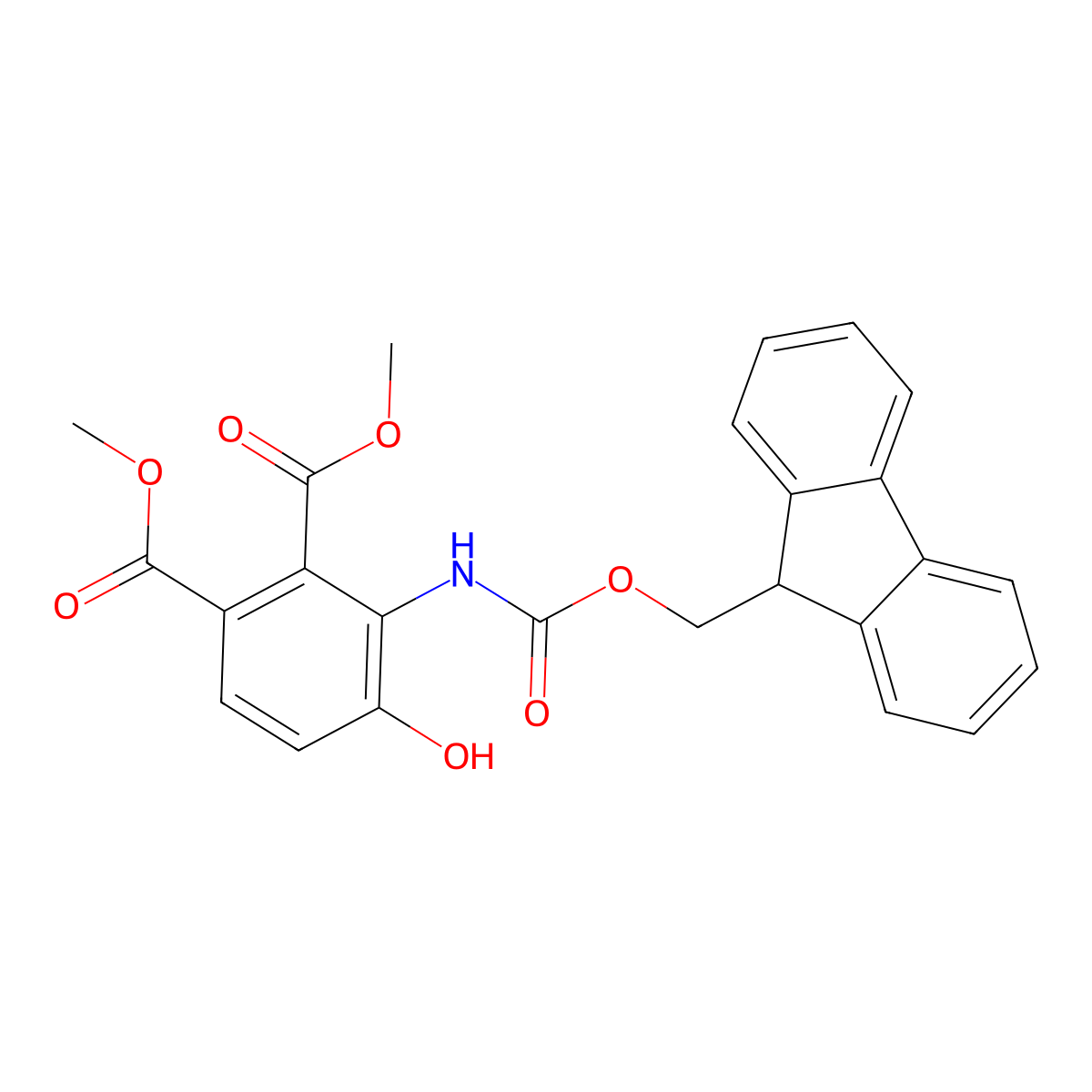 1,2-dimethyl 3-({[(9H-fluoren-9-yl)methoxy]carbonyl}amino)-4-hydroxybenzene-1,2-dicarboxylate molecular structure, CAS 2764003-60-1
