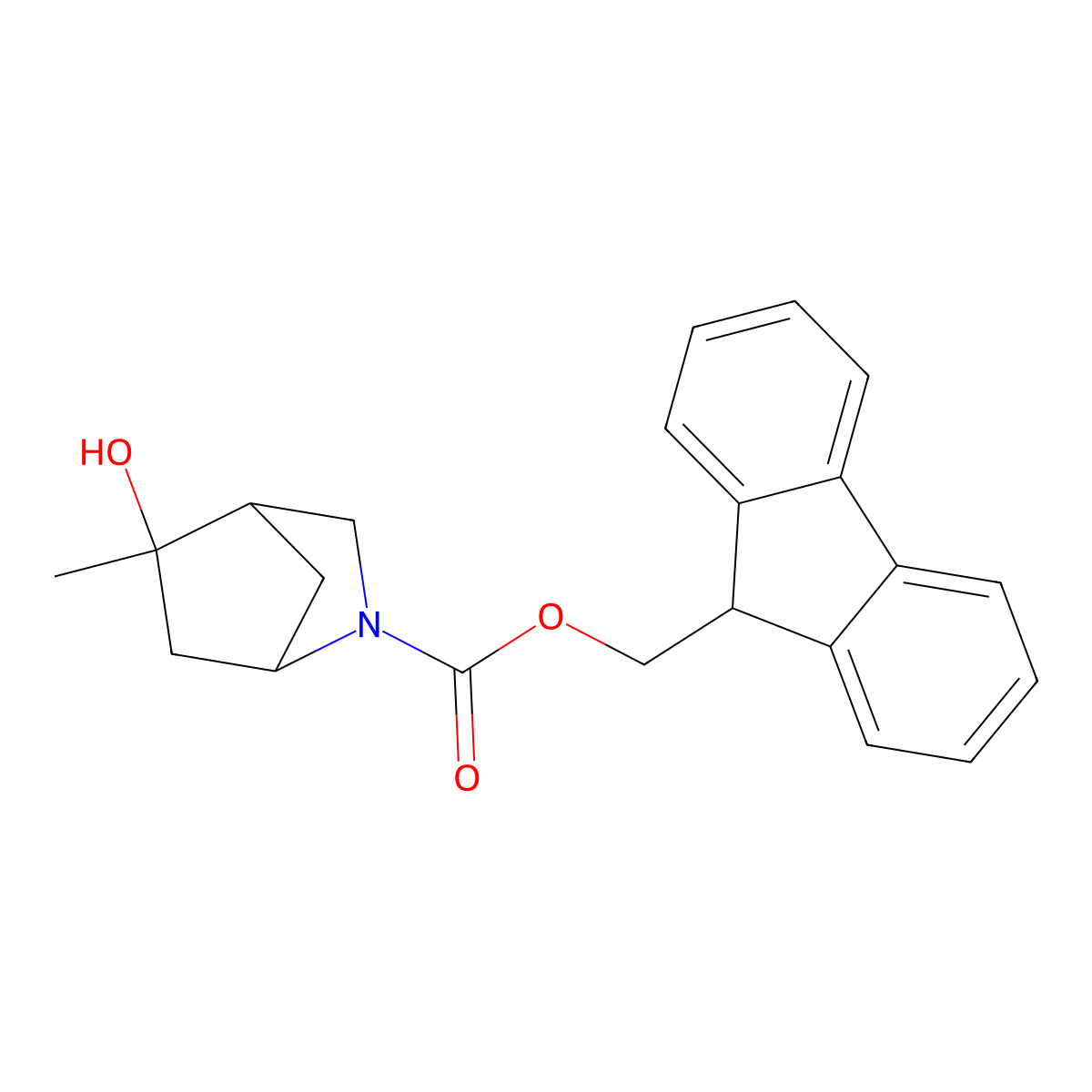 rac-(9H-fluoren-9-yl)methyl (1R,4R,5R)-5-hydroxy-5-methyl-2-azabicyclo[2.2.1]heptane-2-carboxylate molecular structure, CAS 2764003-65-6