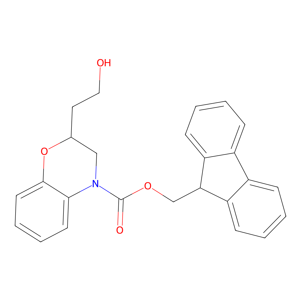(9H-fluoren-9-yl)methyl 2-(2-hydroxyethyl)-3,4-dihydro-2H-1,4-benzoxazine-4-carboxylate molecular structure, CAS 2764003-67-8