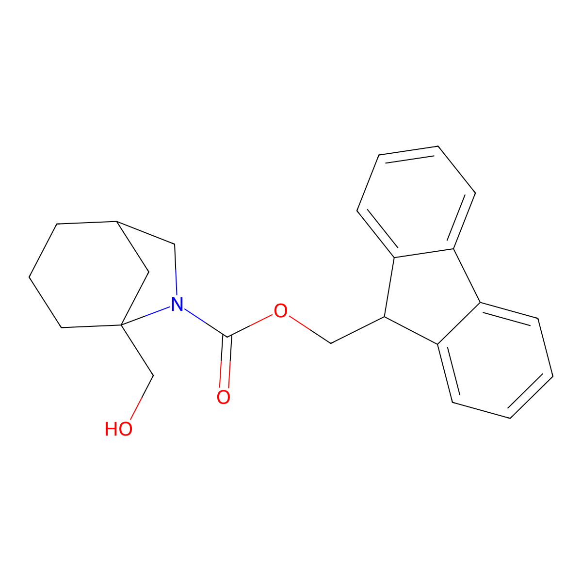 (9H-fluoren-9-yl)methyl 5-(hydroxymethyl)-6-azabicyclo[3.2.1]octane-6-carboxylate molecular structure, CAS 2764003-70-3