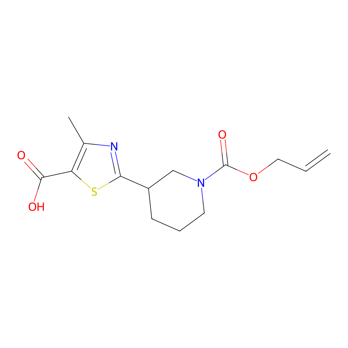 4-Methyl-2-{1-[(prop-2-en-1-yloxy)carbonyl]piperidin-3-yl}-1,3-thiazole-5-carboxylic acid molecular structure, CAS 2764003-72-5