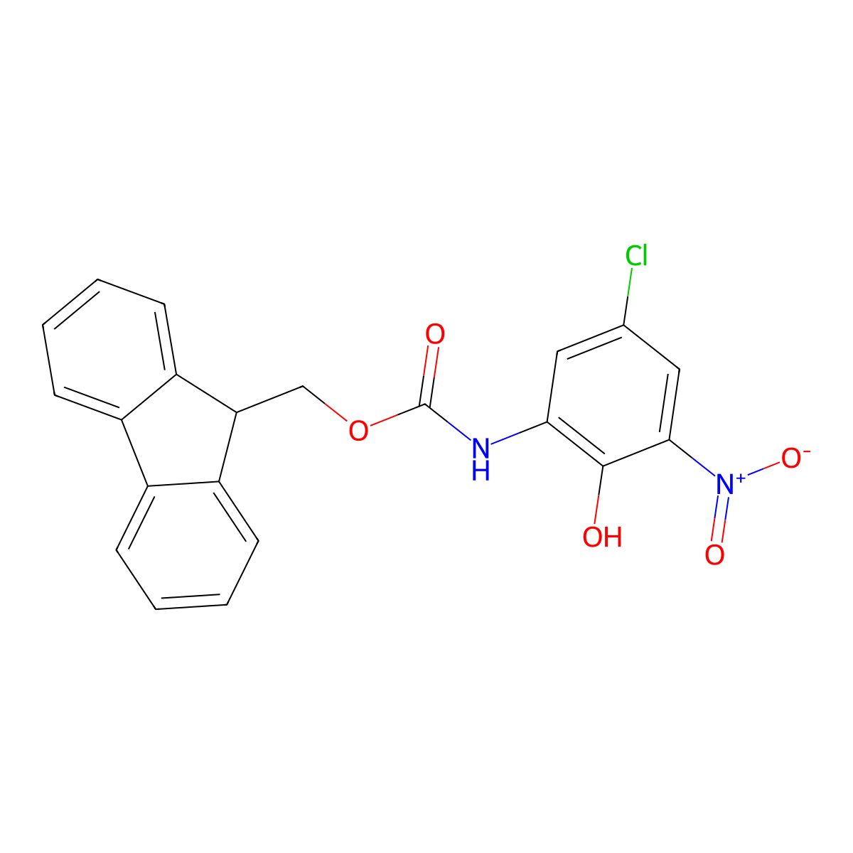 (9H-fluoren-9-yl)methyl N-(5-chloro-2-hydroxy-3-nitrophenyl)carbamate molecular structure, CAS 2764003-88-3