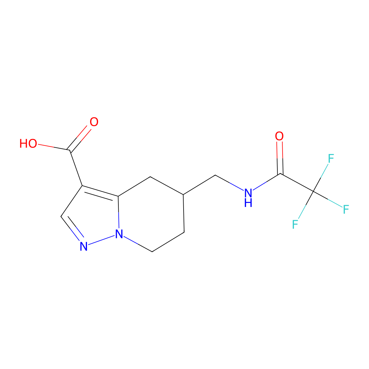 5-[(2,2,2-trifluoroacetamido)methyl]-4H,5H,6H,7H-pyrazolo[1,5-a]pyridine-3-carboxylic acid molecular structure, CAS 2764003-94-1