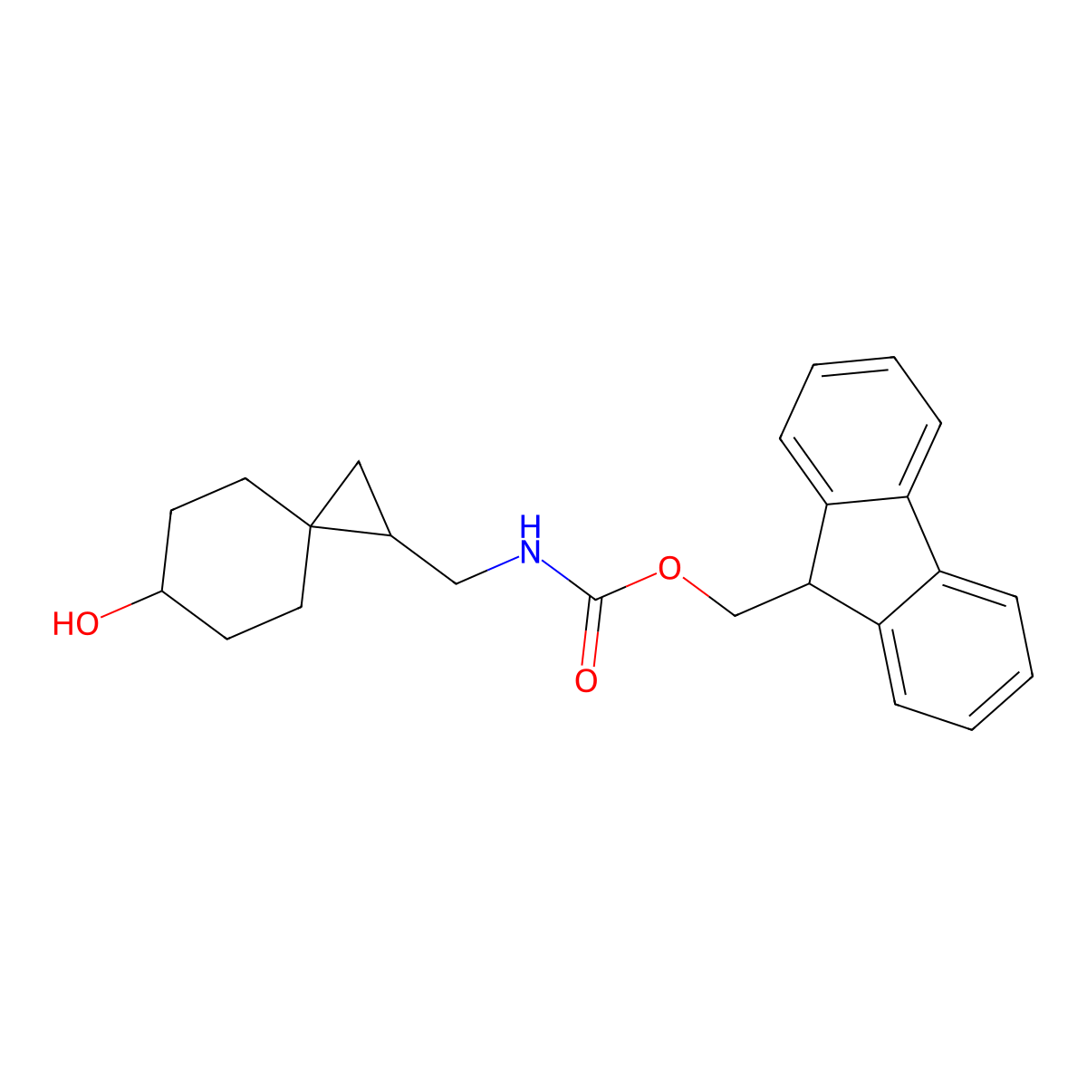 (9H-fluoren-9-yl)methyl N-({6-hydroxyspiro[2.5]octan-1-yl}methyl)carbamate molecular structure, CAS 2764003-96-3