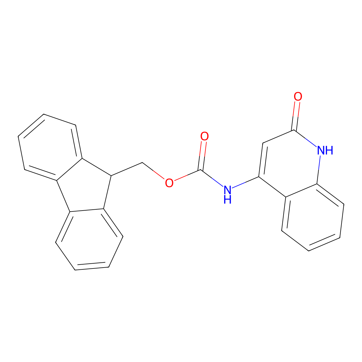 (9H-fluoren-9-yl)methyl N-(2-hydroxyquinolin-4-yl)carbamate molecular structure, CAS 2764004-05-7