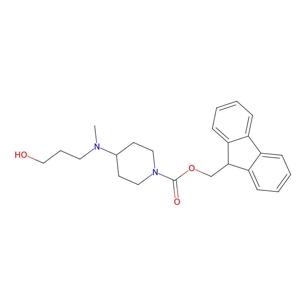 (9H-fluoren-9-yl)methyl 4-[(3-hydroxypropyl)(methyl)amino]piperidine-1-carboxylate molecular structure, CAS 2764004-10-4