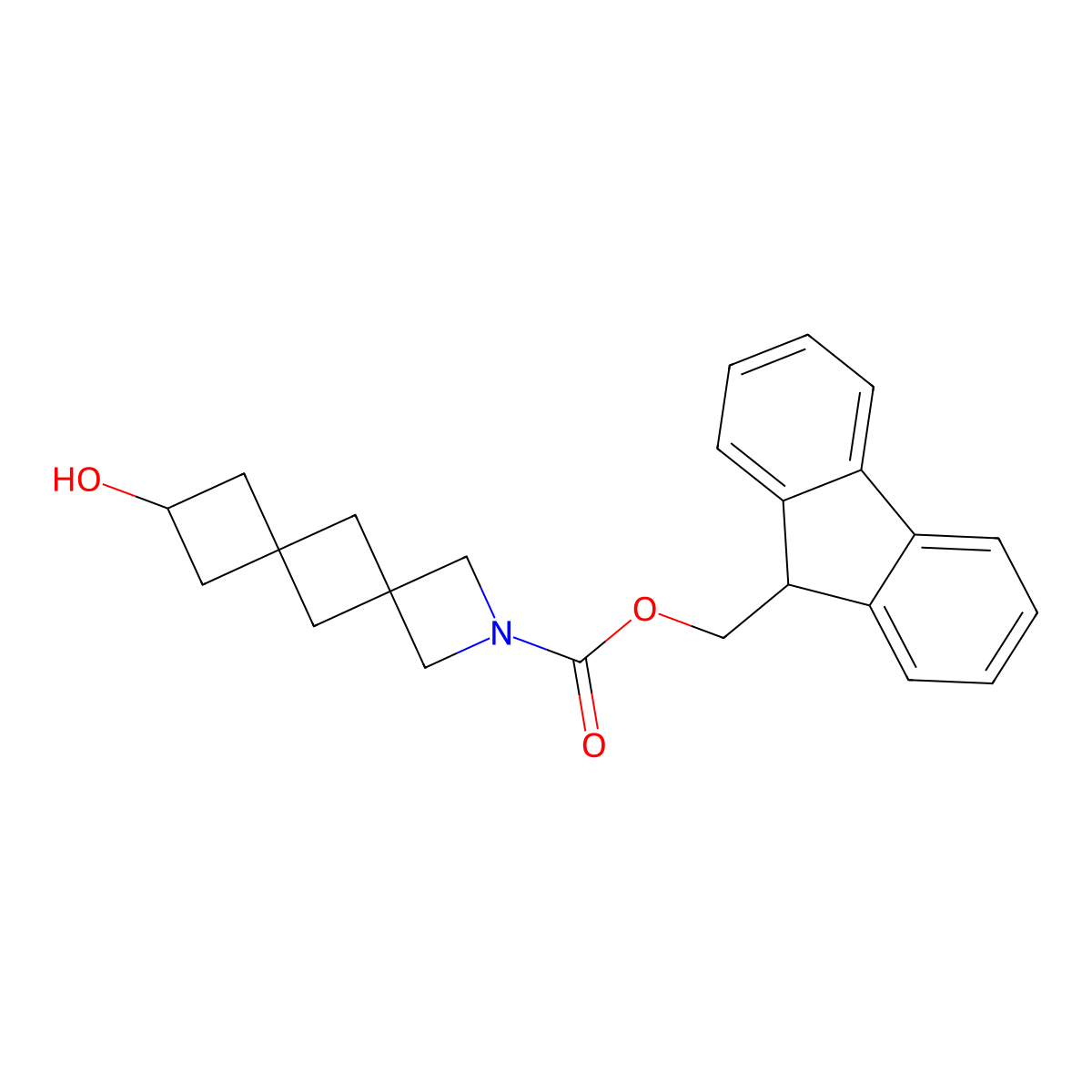 (9H-fluoren-9-yl)methyl 8-hydroxy-2-azadispiro[3.1.3^{6}.1^{4}]decane-2-carboxylate molecular structure, CAS 2764004-22-8