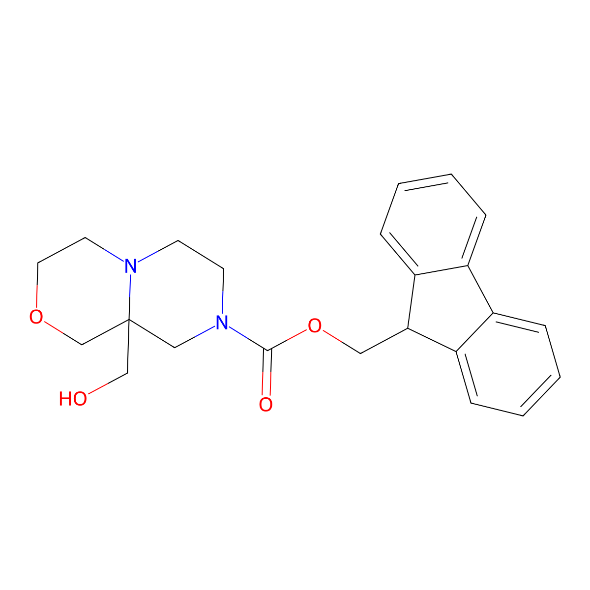 (9H-fluoren-9-yl)methyl 9a-(hydroxymethyl)-octahydropyrazino[2,1-c][1,4]oxazine-8-carboxylate molecular structure, CAS 2764004-27-3