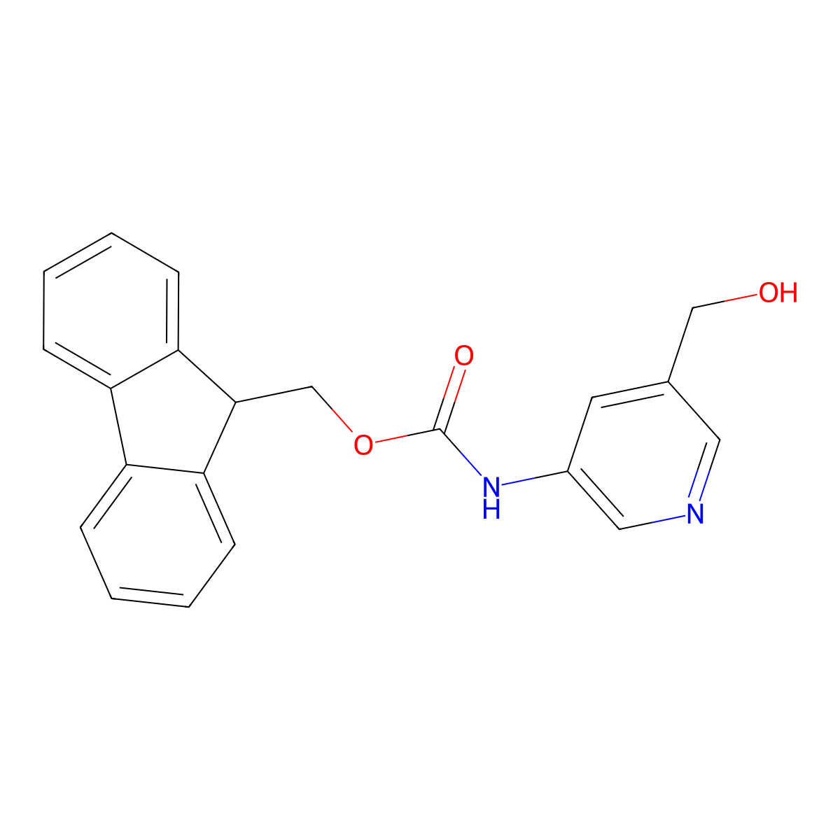 (9H-fluoren-9-yl)methyl N-[5-(hydroxymethyl)pyridin-3-yl]carbamate molecular structure, CAS 2764004-43-3