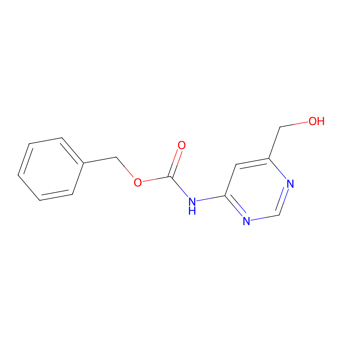 benzyl N-[6-(hydroxymethyl)pyrimidin-4-yl]carbamate molecular structure, CAS 2764004-45-5