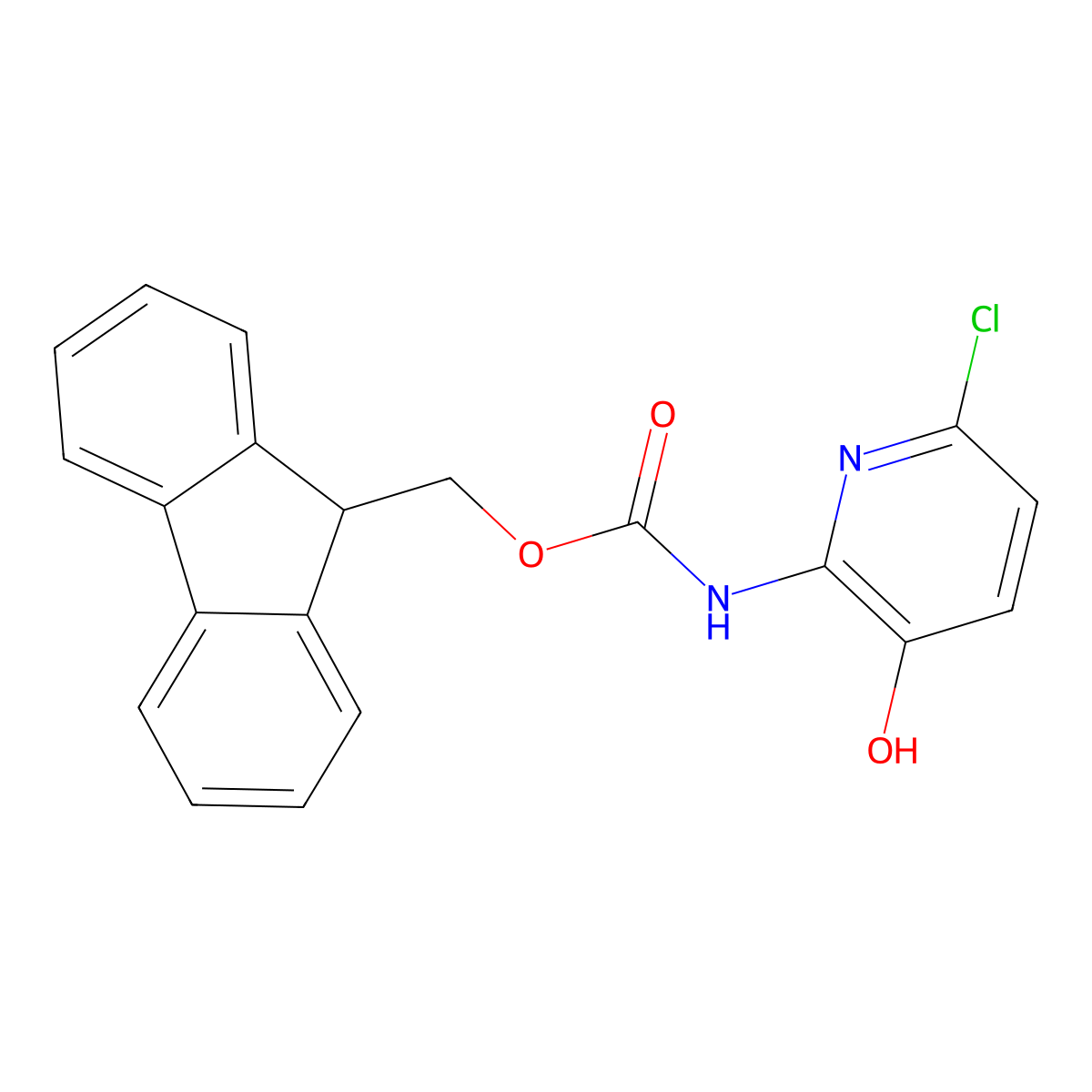 (9H-fluoren-9-yl)methyl N-(6-chloro-3-hydroxypyridin-2-yl)carbamate molecular structure, CAS 2764004-50-2