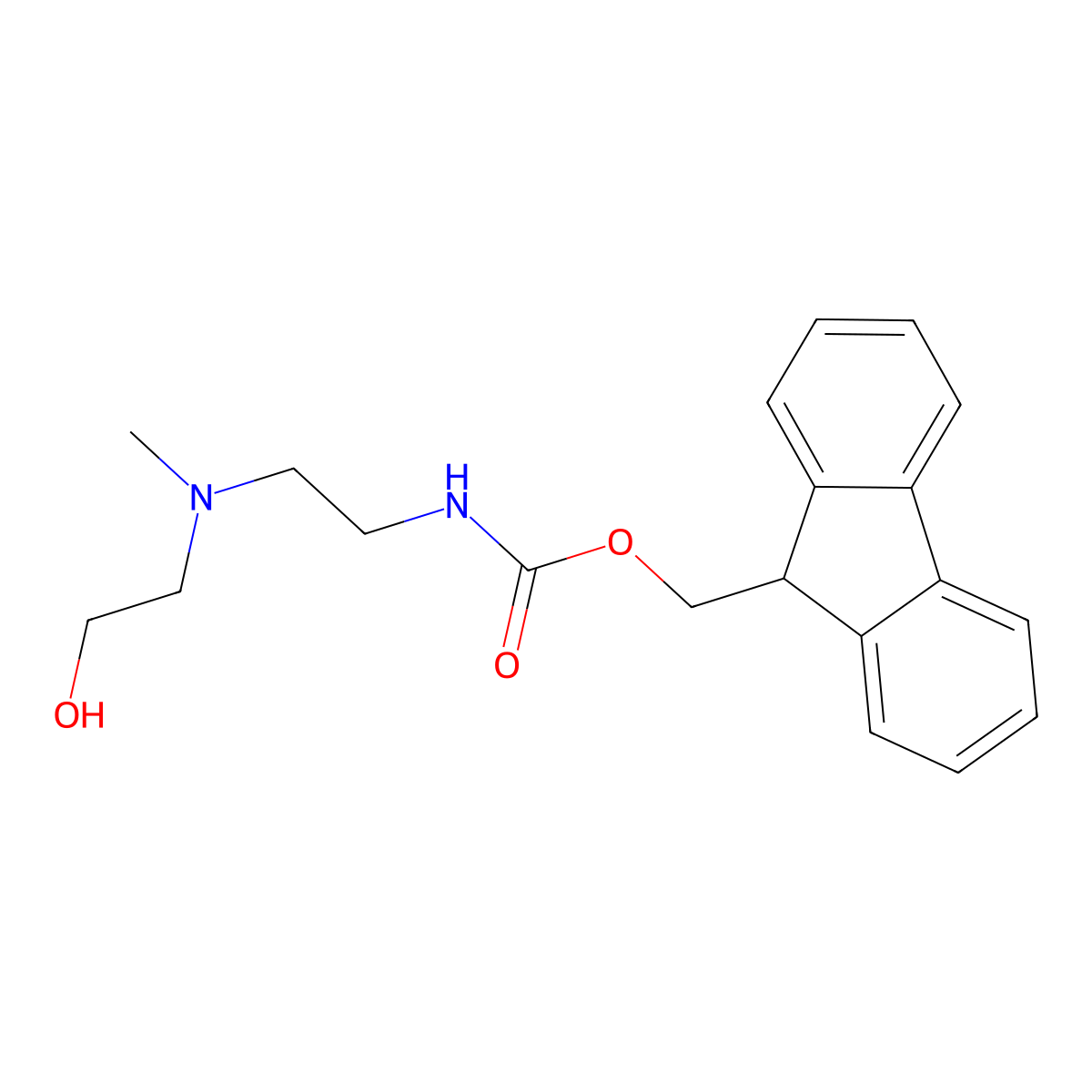 (9H-fluoren-9-yl)methyl N-{2-[(2-hydroxyethyl)(methyl)amino]ethyl}carbamate molecular structure, CAS 2764004-52-4