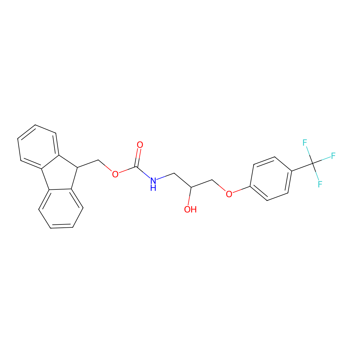 (9H-fluoren-9-yl)methyl N-{2-hydroxy-3-[4-(trifluoromethyl)phenoxy]propyl}carbamate molecular structure, CAS 2764004-54-6