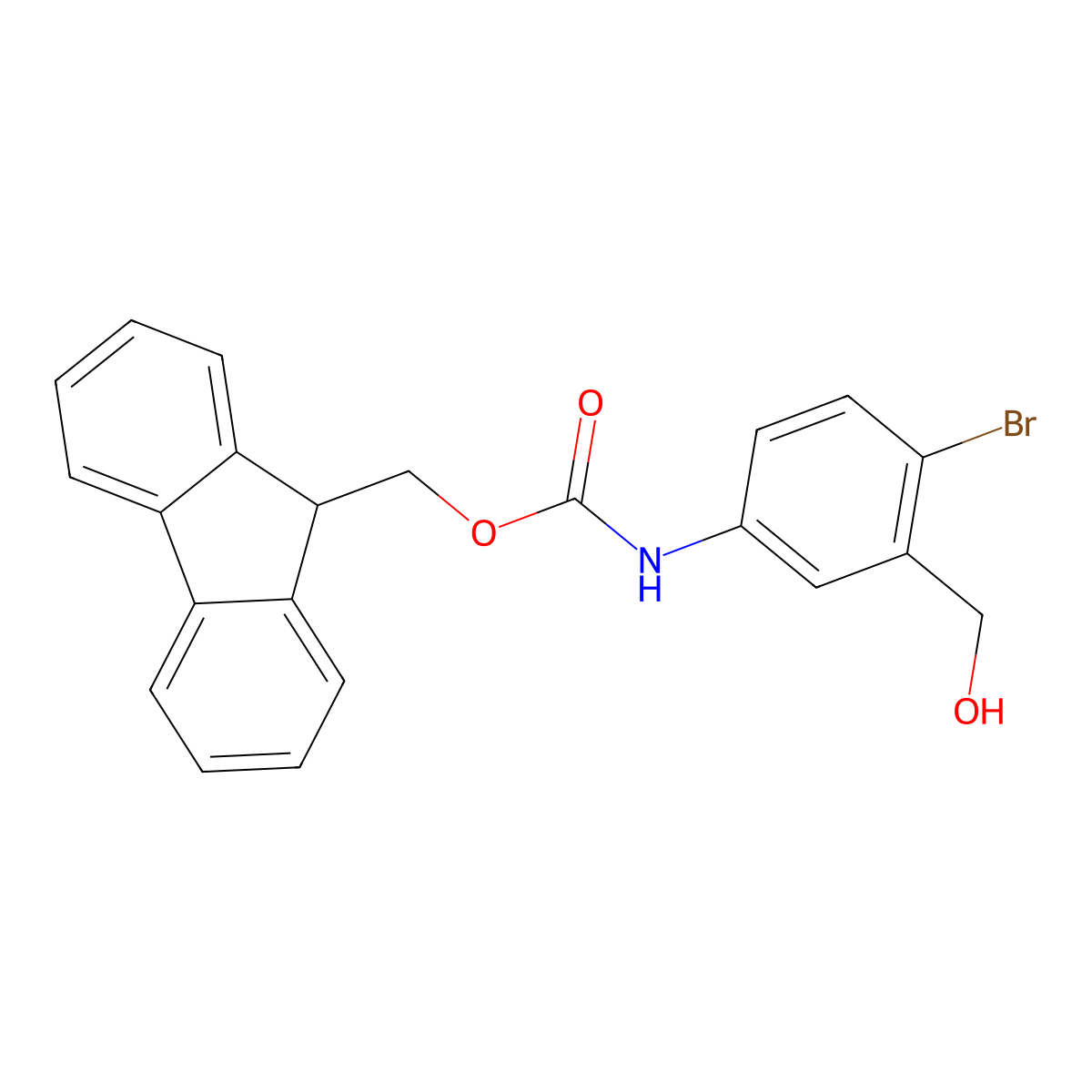 (9H-fluoren-9-yl)methyl N-[4-bromo-3-(hydroxymethyl)phenyl]carbamate molecular structure, CAS 2764004-55-7
