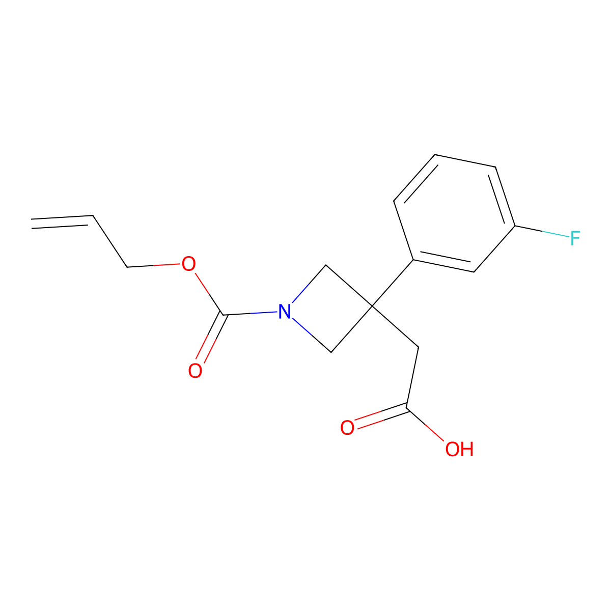 2-[3-(3-Fluorophenyl)-1-[(prop-2-en-1-yloxy)carbonyl]azetidin-3-yl]acetic acid molecular structure, CAS 2764004-65-9