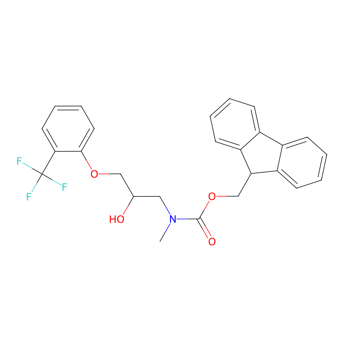 (9H-fluoren-9-yl)methyl N-{2-hydroxy-3-[2-(trifluoromethyl)phenoxy]propyl}-N-methylcarbamate molecular structure, CAS 2764004-67-1