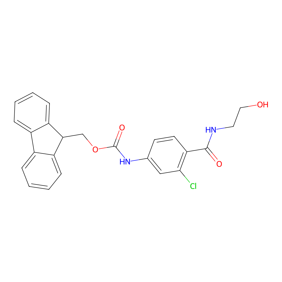 (9H-fluoren-9-yl)methyl N-{3-chloro-4-[(2-hydroxyethyl)carbamoyl]phenyl}carbamate molecular structure, CAS 2764004-70-6