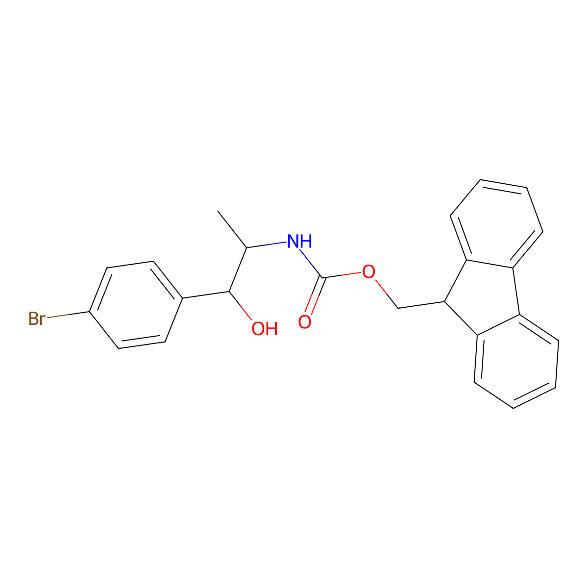 (9H-fluoren-9-yl)methyl N-[1-(4-bromophenyl)-1-hydroxypropan-2-yl]carbamate molecular structure, CAS 2764004-74-0