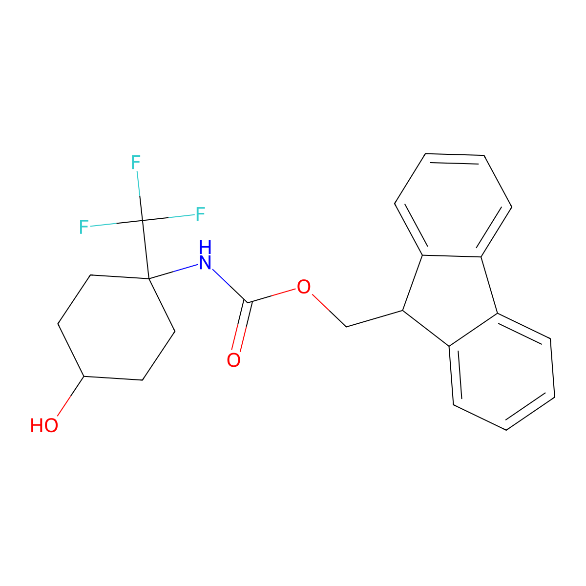 (9H-fluoren-9-yl)methyl N-[4-hydroxy-1-(trifluoromethyl)cyclohexyl]carbamate molecular structure, CAS 2764004-87-5