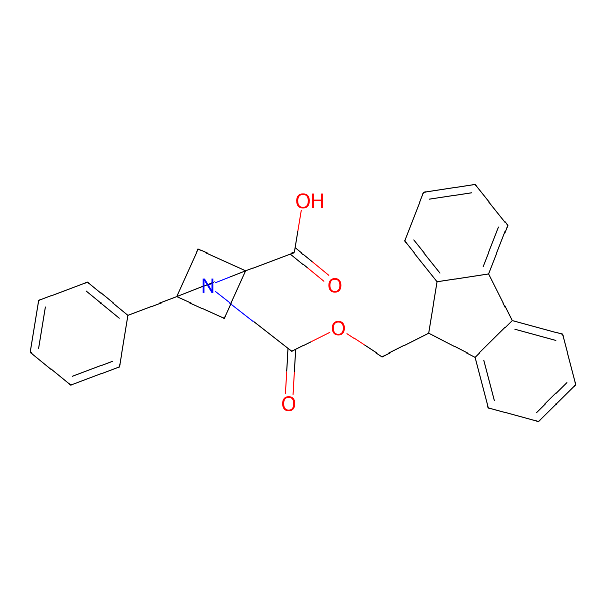 2-{[(9H-fluoren-9-yl)methoxy]carbonyl}-4-phenyl-2-azabicyclo[2.1.1]hexane-1-carboxylic acid molecular structure, CAS 2764004-91-1