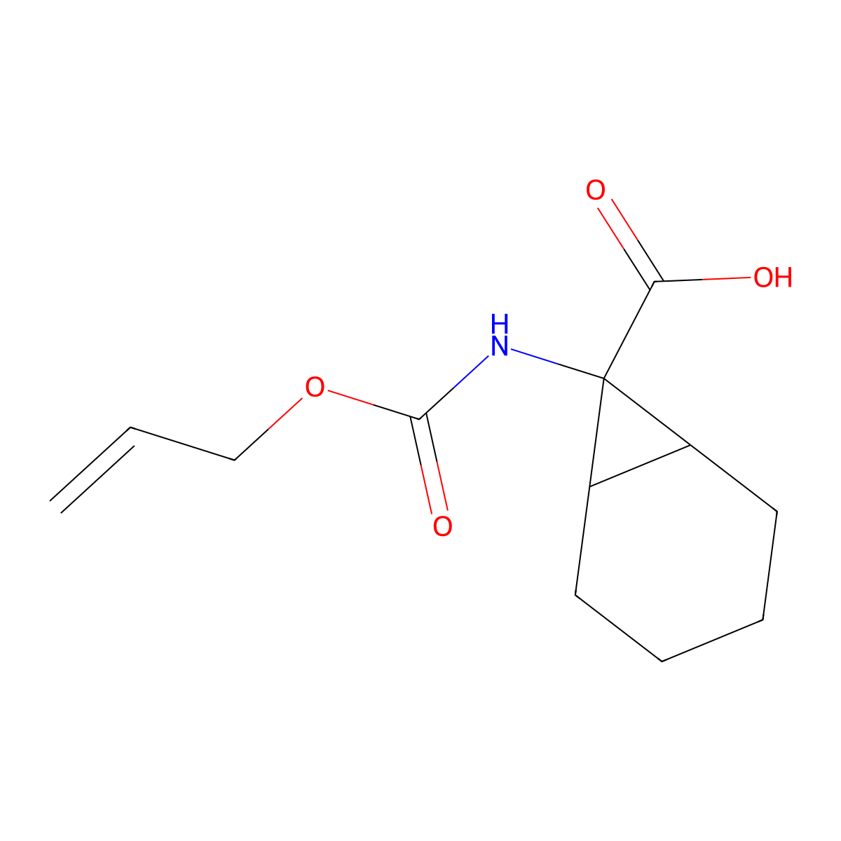 7-{[(Prop-2-en-1-yloxy)carbonyl]amino}bicyclo[4.1.0]heptane-7-carboxylic acid molecular structure, CAS 2764004-99-9