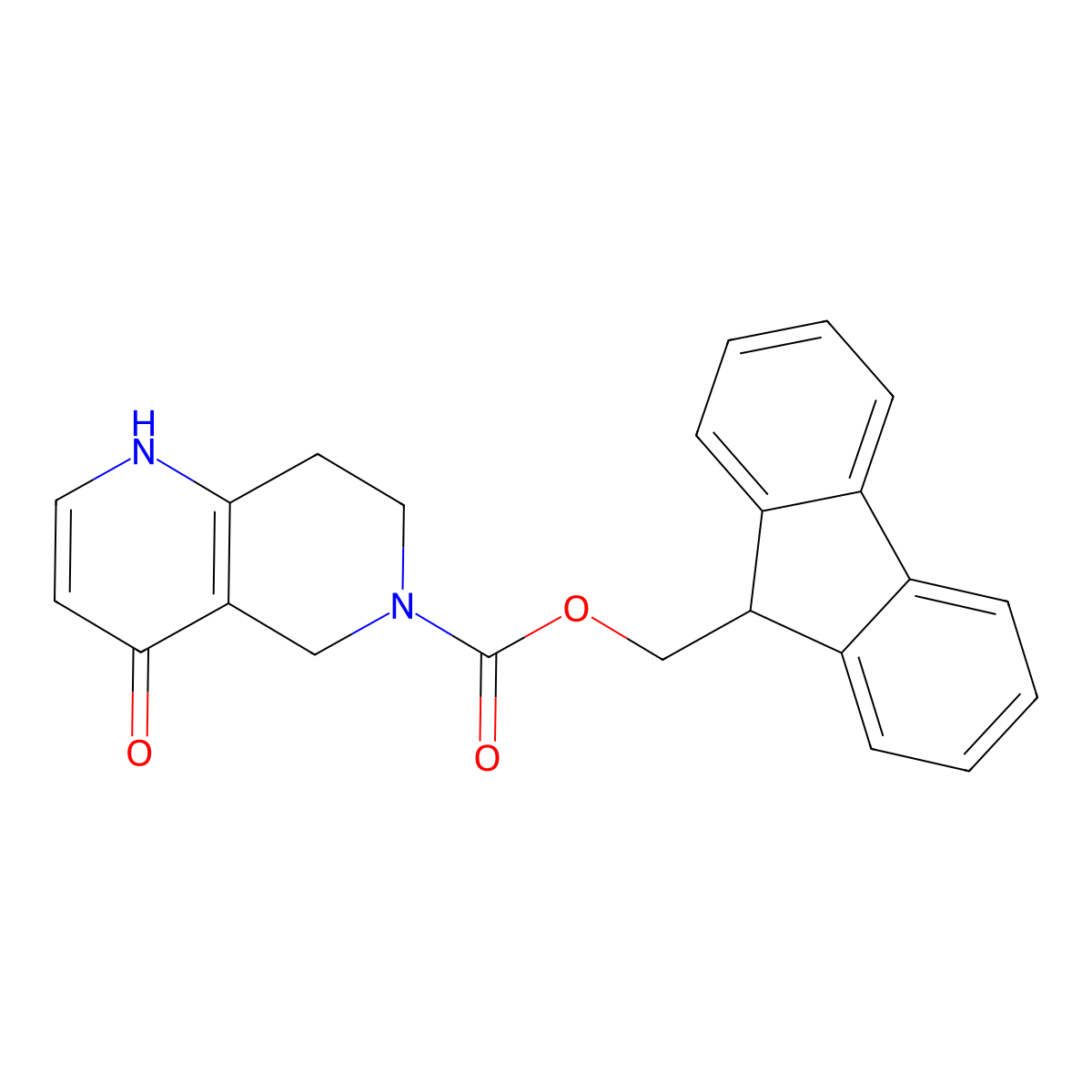 (9H-fluoren-9-yl)methyl 4-hydroxy-5,6,7,8-tetrahydro-1,6-naphthyridine-6-carboxylate molecular structure, CAS 2764005-04-9