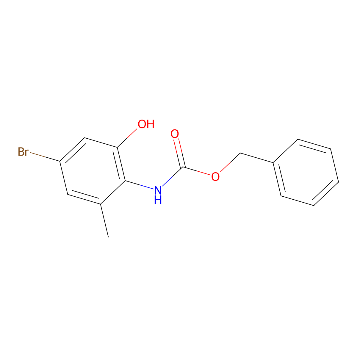 benzyl N-(4-bromo-2-hydroxy-6-methylphenyl)carbamate molecular structure, CAS 2764005-07-2