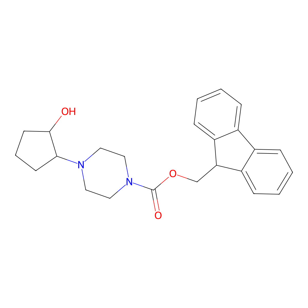 rac-(9H-fluoren-9-yl)methyl 4-[(1R,2R)-2-hydroxycyclopentyl]piperazine-1-carboxylate molecular structure, CAS 2764005-18-5