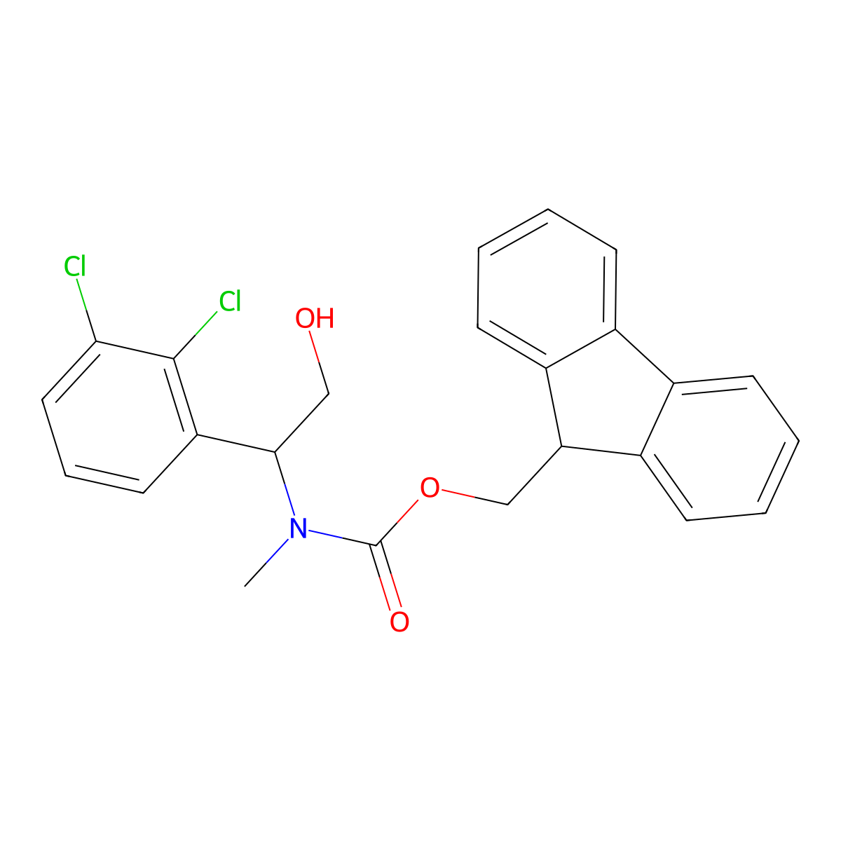 (9H-fluoren-9-yl)methyl N-[1-(2,3-dichlorophenyl)-2-hydroxyethyl]-N-methylcarbamate molecular structure, CAS 2764005-20-9