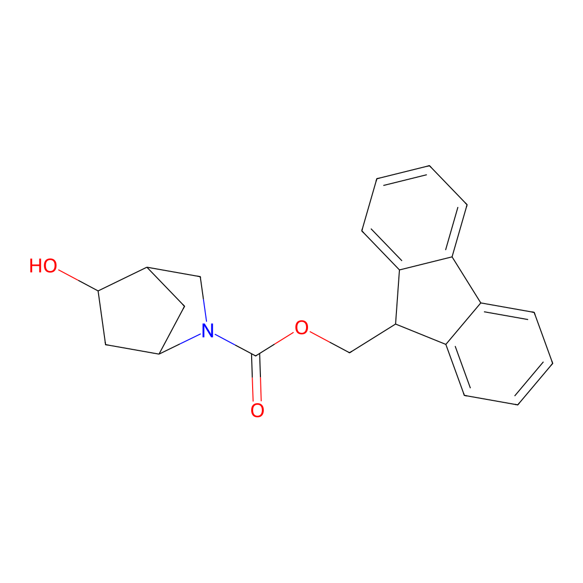 rac-(9H-fluoren-9-yl)methyl (1R,4R,5S)-5-hydroxy-2-azabicyclo[2.2.1]heptane-2-carboxylate molecular structure, CAS 2764005-30-1
