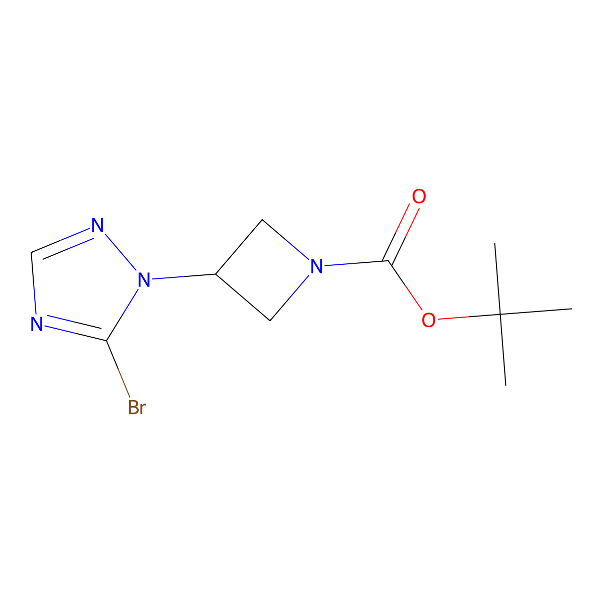 tert-butyl 3-(5-bromo-1H-1,2,4-triazol-1-yl)azetidine-1-carboxylate molecular structure, CAS 2764005-34-5