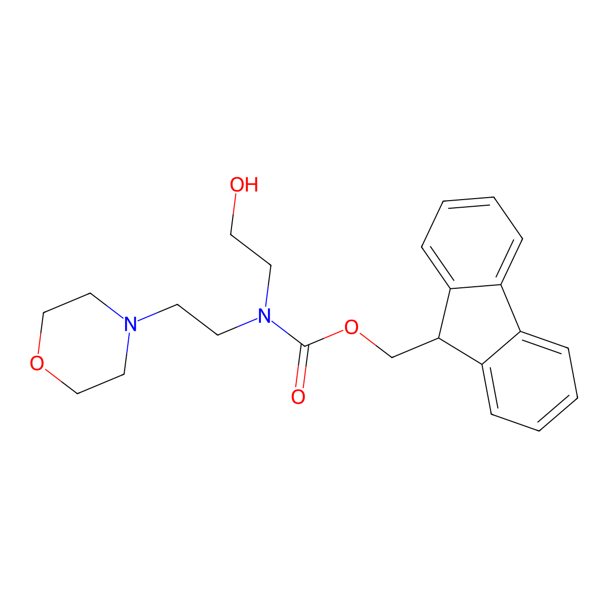 (9H-fluoren-9-yl)methyl N-(2-hydroxyethyl)-N-[2-(morpholin-4-yl)ethyl]carbamate molecular structure, CAS 2764005-43-6
