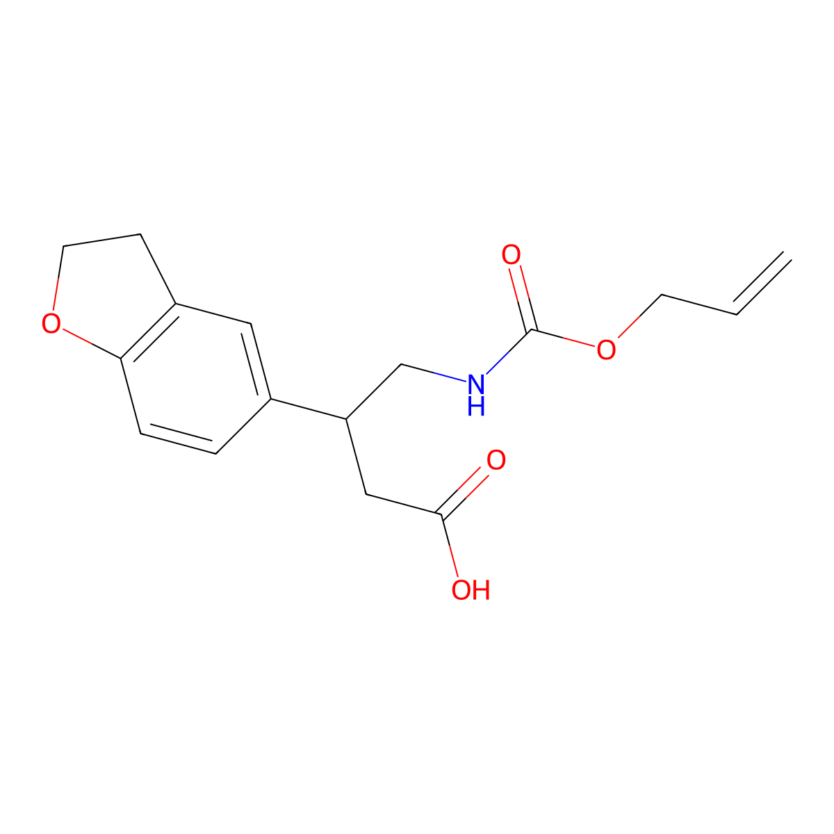 3-(2,3-Dihydro-1-benzofuran-5-yl)-4-{[(prop-2-en-1-yloxy)carbonyl]amino}butanoic acid molecular structure, CAS 2764005-44-7