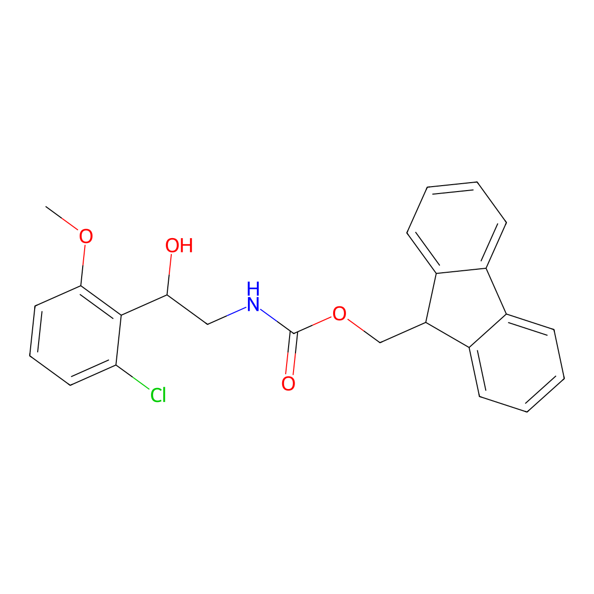 (9H-fluoren-9-yl)methyl N-[2-(2-chloro-6-methoxyphenyl)-2-hydroxyethyl]carbamate molecular structure, CAS 2764005-51-6