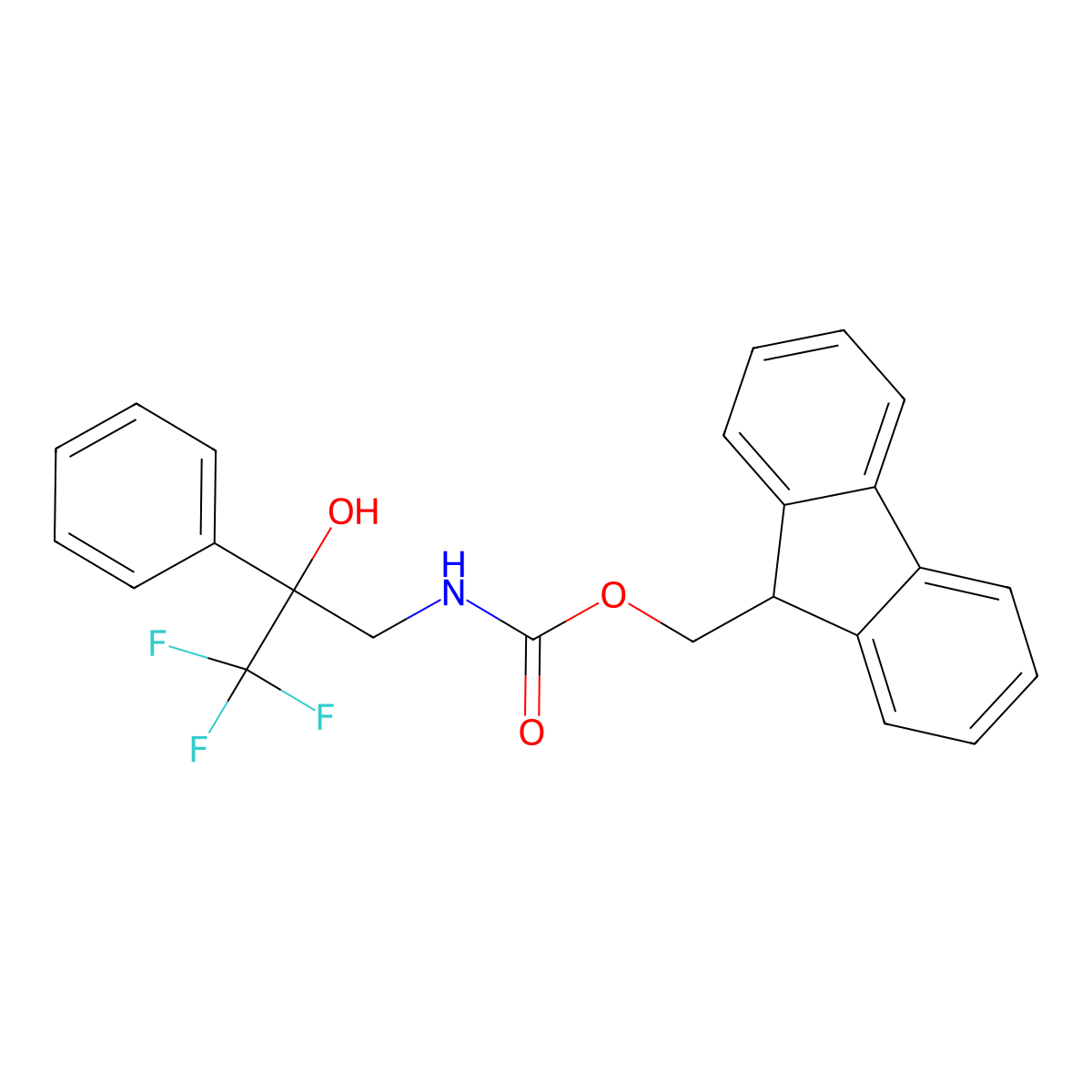 (9H-fluoren-9-yl)methyl N-(3,3,3-trifluoro-2-hydroxy-2-phenylpropyl)carbamate molecular structure, CAS 2764005-59-4