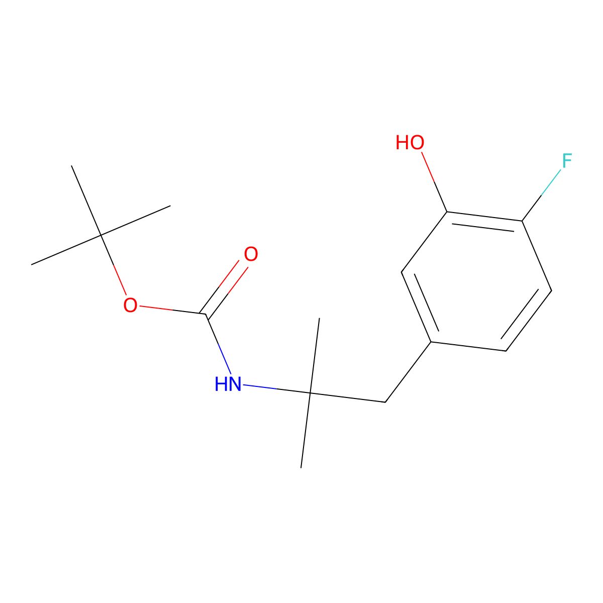 tert-butyl N-[1-(4-fluoro-3-hydroxyphenyl)-2-methylpropan-2-yl]carbamate molecular structure, CAS 2764005-68-5