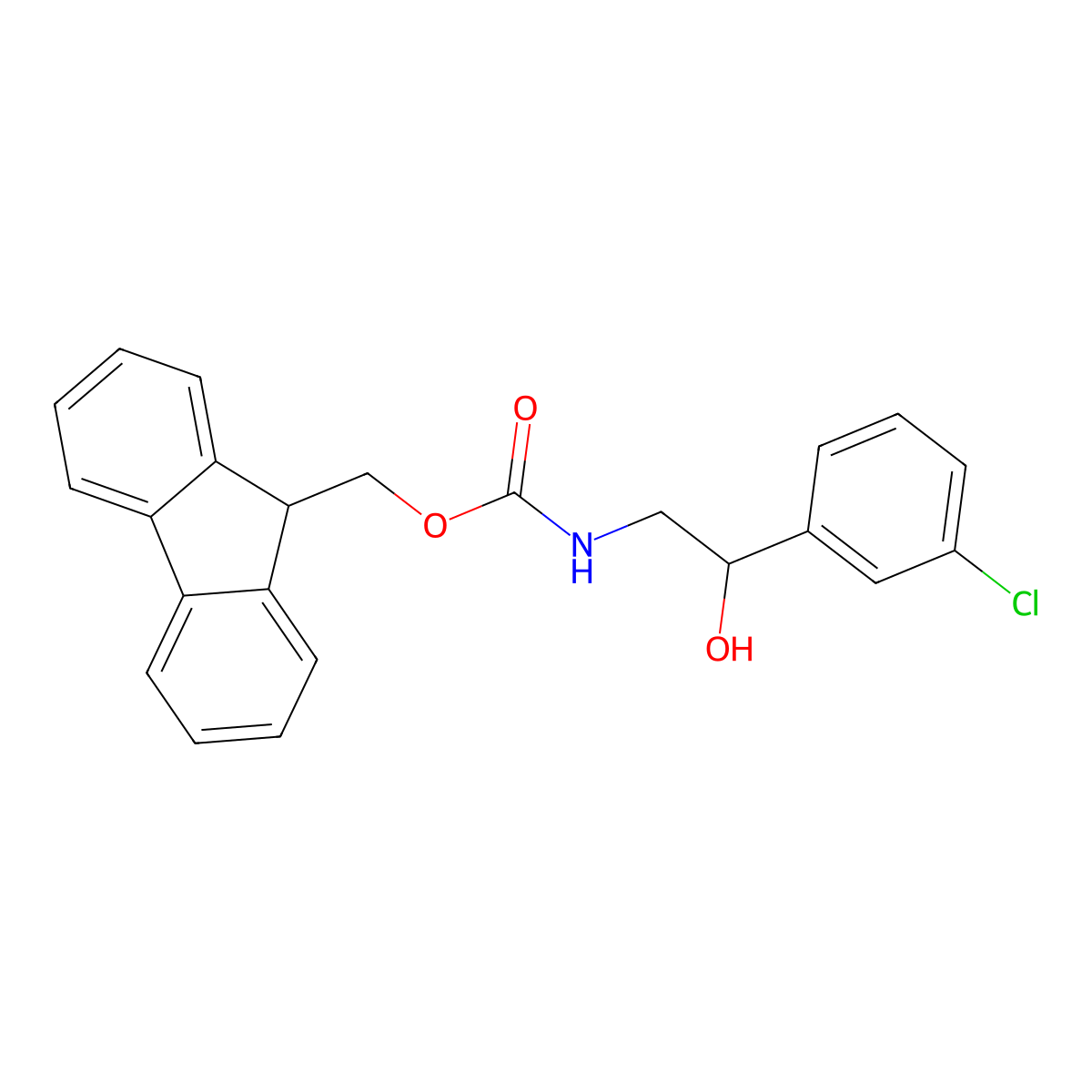 (9H-fluoren-9-yl)methyl N-[2-(3-chlorophenyl)-2-hydroxyethyl]carbamate molecular structure, CAS 2764005-72-1