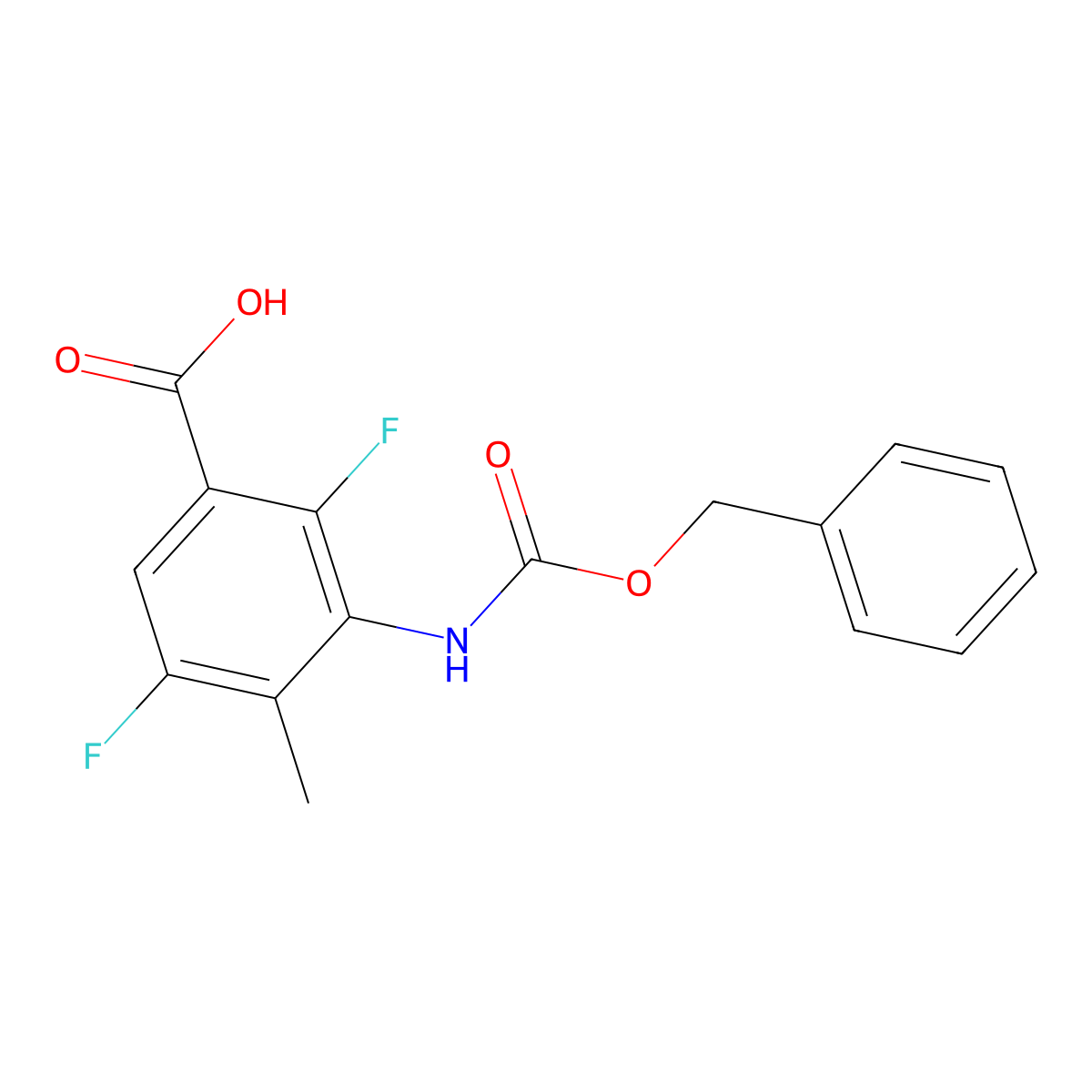 3-{[(Benzyloxy)carbonyl]amino}-2,5-difluoro-4-methylbenzoic acid molecular structure, CAS 2764005-73-2