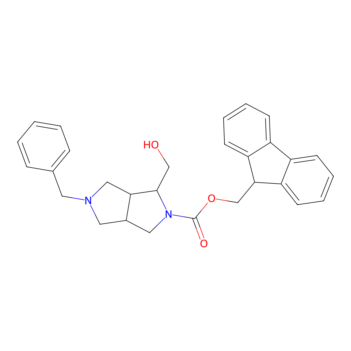rac-(9H-fluoren-9-yl)methyl (1R,3aR,6aS)-5-benzyl-1-(hydroxymethyl)-octahydropyrrolo[3,4-c]pyrrole-2-carboxylate molecular structure, CAS 2764005-81-2