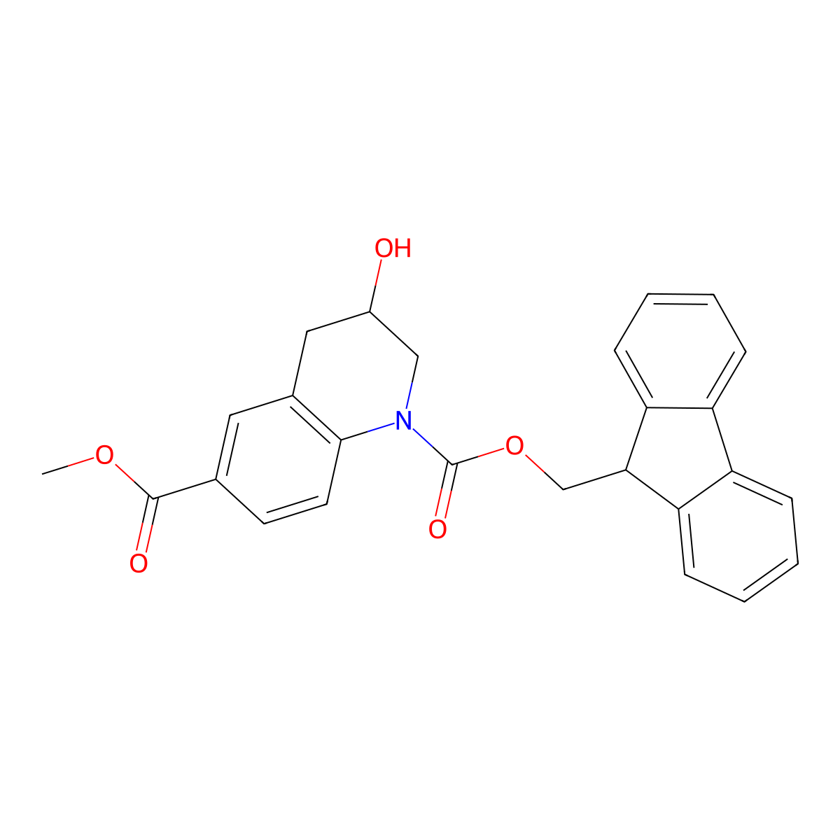 1-(9H-fluoren-9-yl)methyl 6-methyl 3-hydroxy-1,2,3,4-tetrahydroquinoline-1,6-dicarboxylate molecular structure, CAS 2764005-85-6