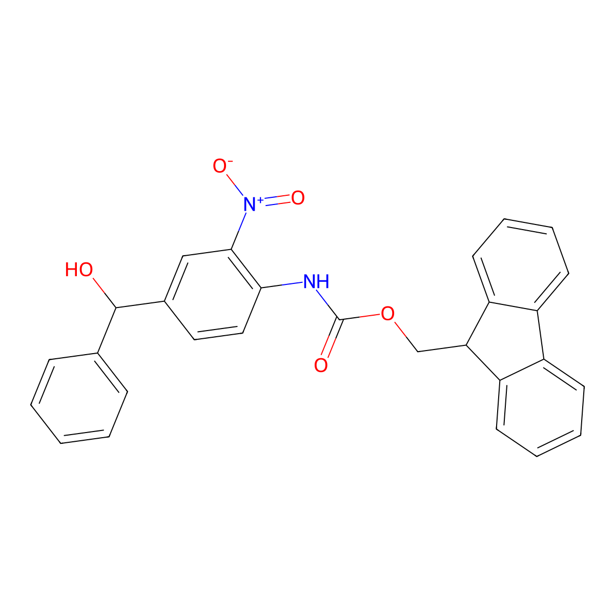 (9H-fluoren-9-yl)methyl N-{4-[hydroxy(phenyl)methyl]-2-nitrophenyl}carbamate molecular structure, CAS 2764005-90-3
