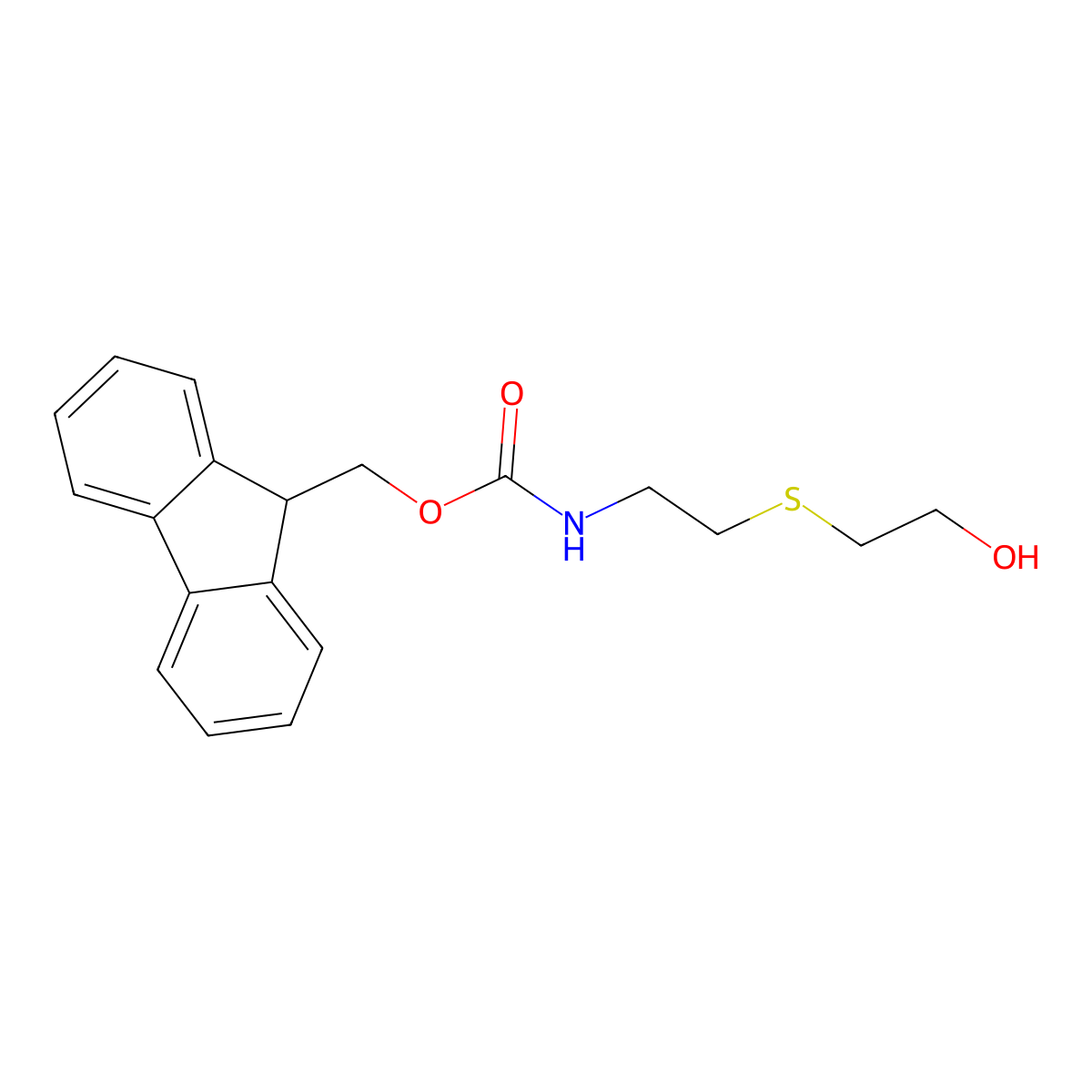 (9H-fluoren-9-yl)methyl N-{2-[(2-hydroxyethyl)sulfanyl]ethyl}carbamate molecular structure, CAS 2764005-92-5