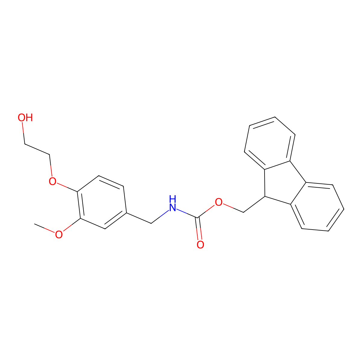 (9H-fluoren-9-yl)methyl N-{[4-(2-hydroxyethoxy)-3-methoxyphenyl]methyl}carbamate molecular structure, CAS 2764005-95-8