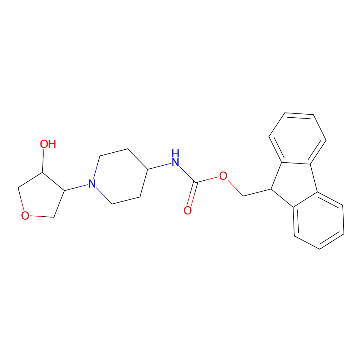 rac-(9H-fluoren-9-yl)methyl N-{1-[(3R,4S)-4-hydroxyoxolan-3-yl]piperidin-4-yl}carbamate molecular structure, CAS 2764005-96-9